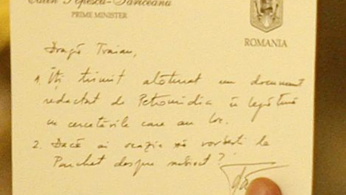 VARIANTA lui Tăriceanu. Ce conţinea celebrul bileţel roz trimis lui Băsescu VIDEO