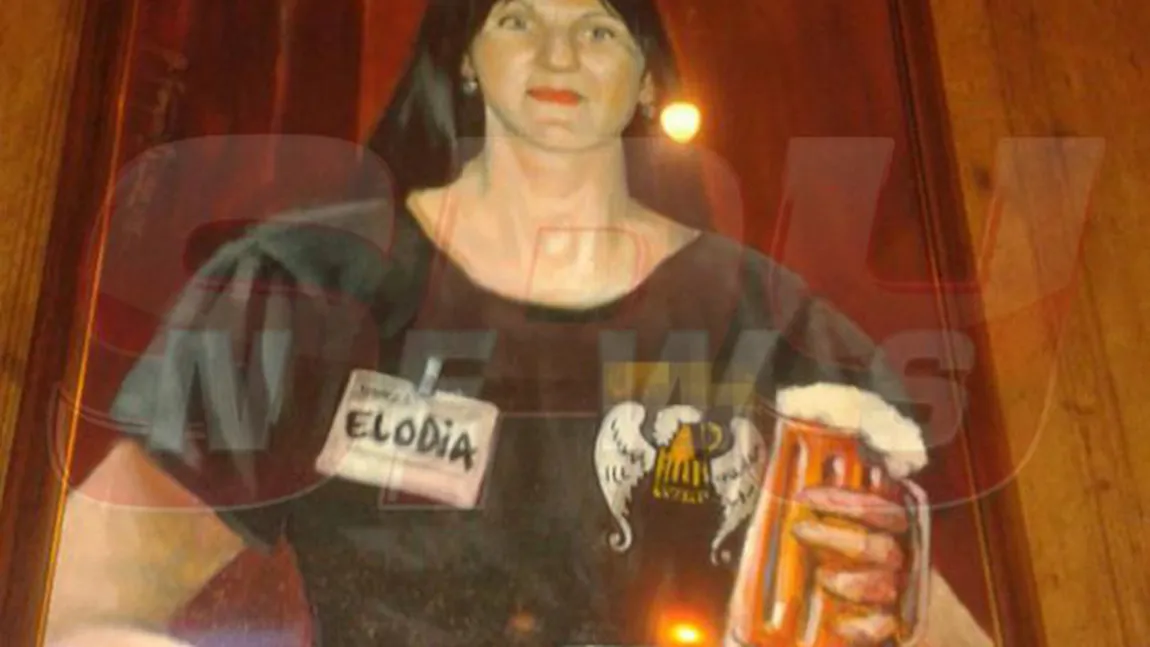 Tablou controversat cu ELODIA în rol de barmaniţă, purtând o halbă de bere