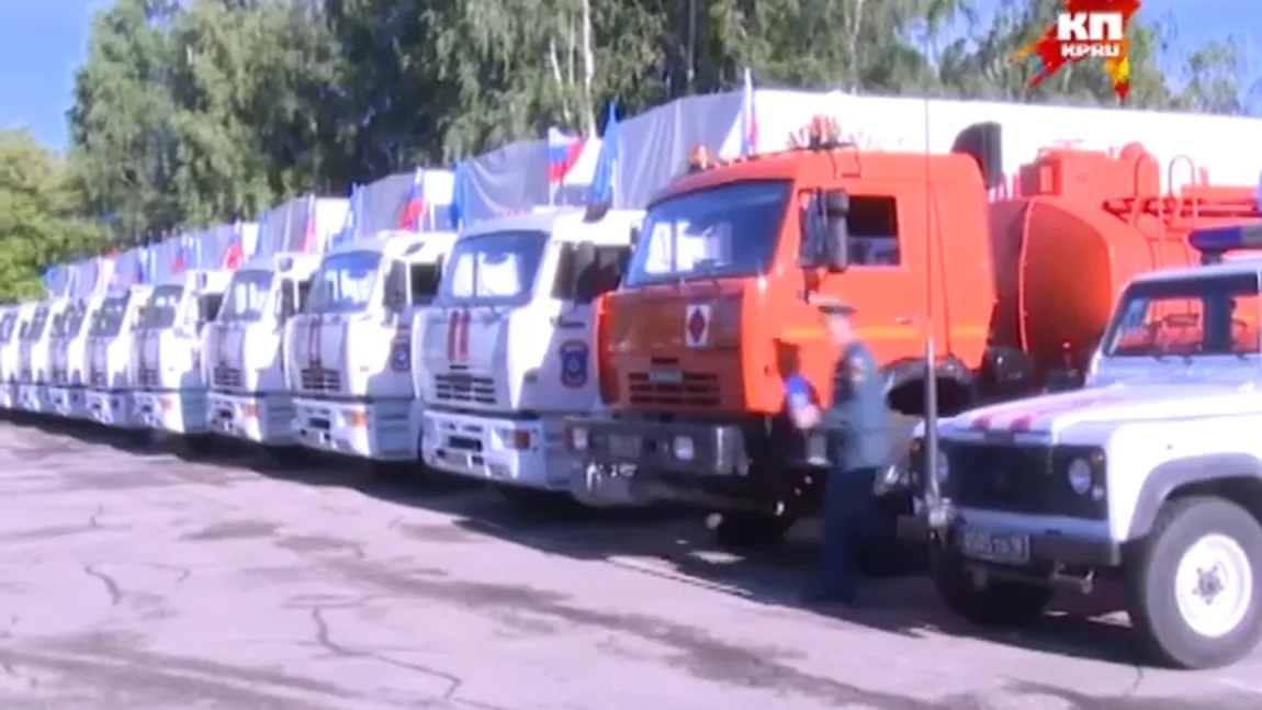 UCRAINA: Rusia trimite un convoi uriaş de ajutoare umanitare: 280 de CAMIOANE cu 2.000 de tone de produse