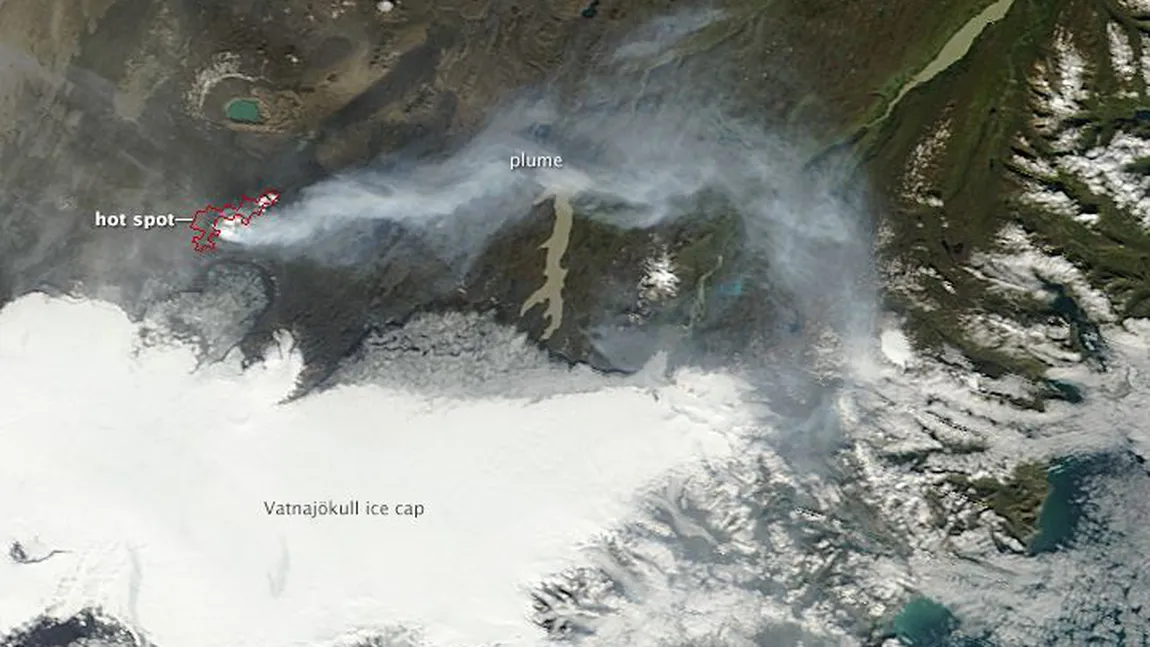 Erupţii din Islanda, surprinse de un satelit al NASA