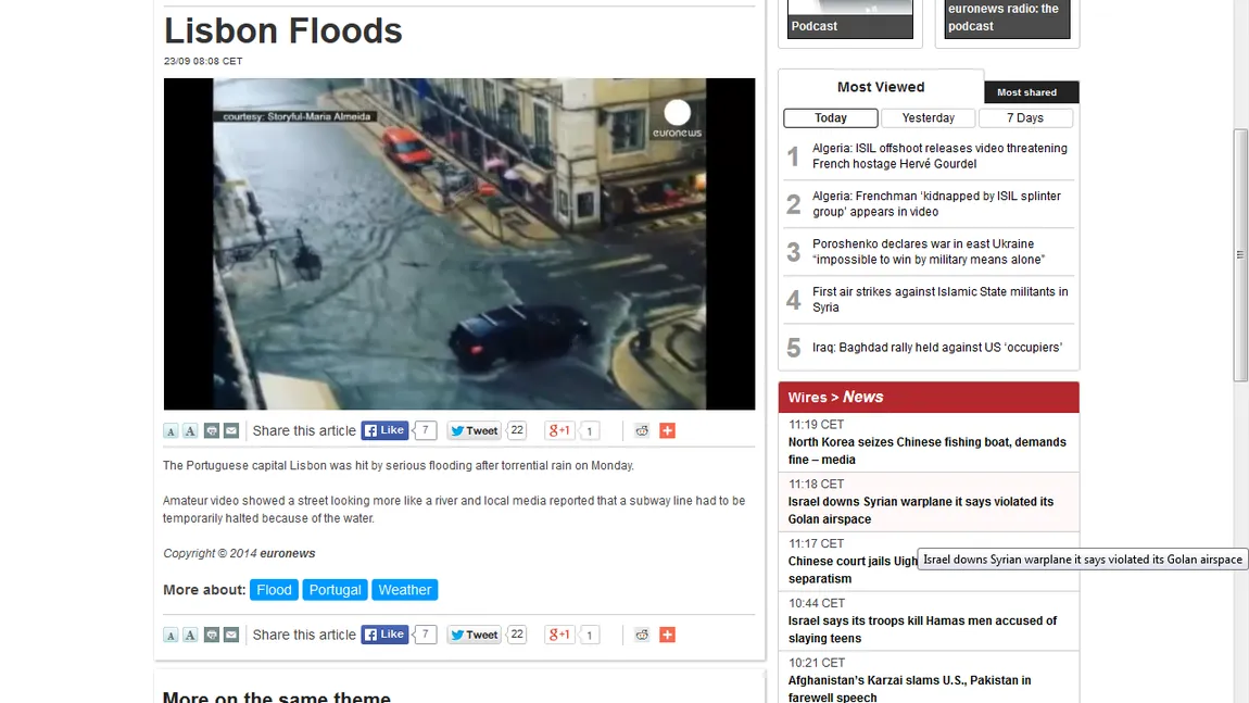 APOCALIPSĂ în Portugalia: Ploile abundente au transformat Lisabona într-o lagună FOTO VIDEO