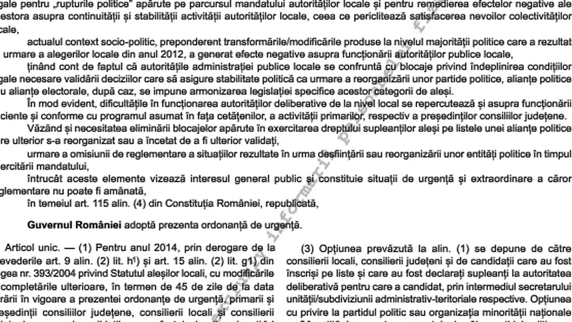 ALEŞII LOCALI pot schimba partidul O SINGURĂ DATĂ. Ordonanţa care dă liber la MIGRAŢIE, publicată în MO