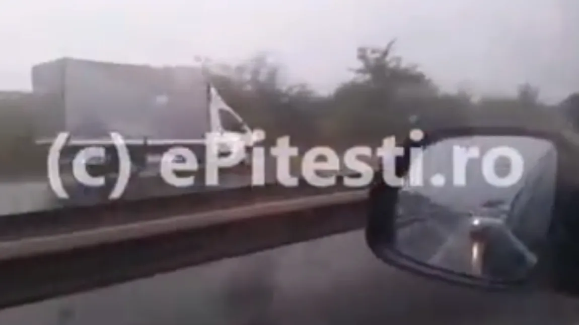 INCREDIBIL: Camion pe contrasens, pe autostrada Bucureşti-Piteşti VIDEO