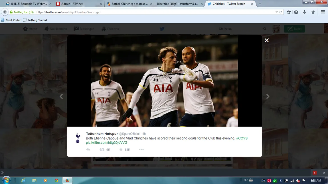 Vlad Chiricheş, primul gol pentru Tottenham, în Cupa Angliei. Românul a marcat după un corner VIDEO
