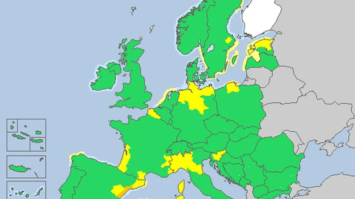 COD GALBEN de NINSORI şi VÂNT puternic în Europa