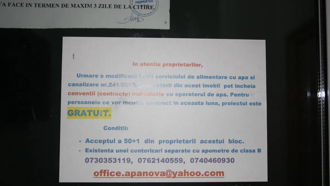 Apa Nova Bucureşti atenţionează asupra unei posibile înşelatorii în care sunt vizaţi locatarii blocurilor
