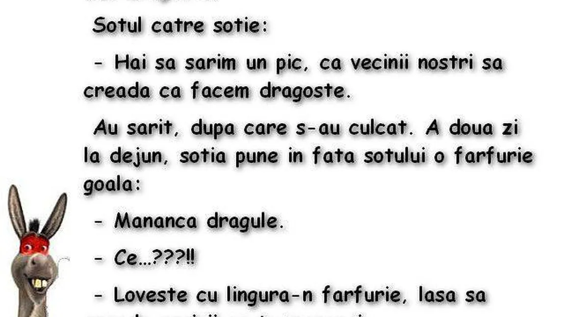 BANCUL ZILEI. Sex cu strigături