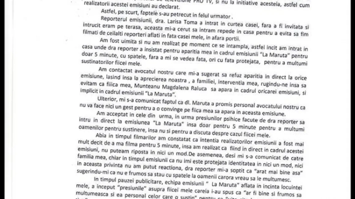 Scrisoarea mamei fetei violate către CNA. Mărturii CUTREMURĂTOARE