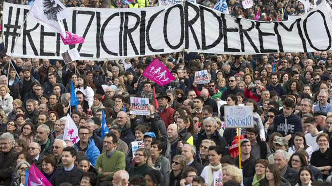 Zeci de mii de oameni au protestat la Roma împotriva uniunii civile între persoanele de acelaşi sex