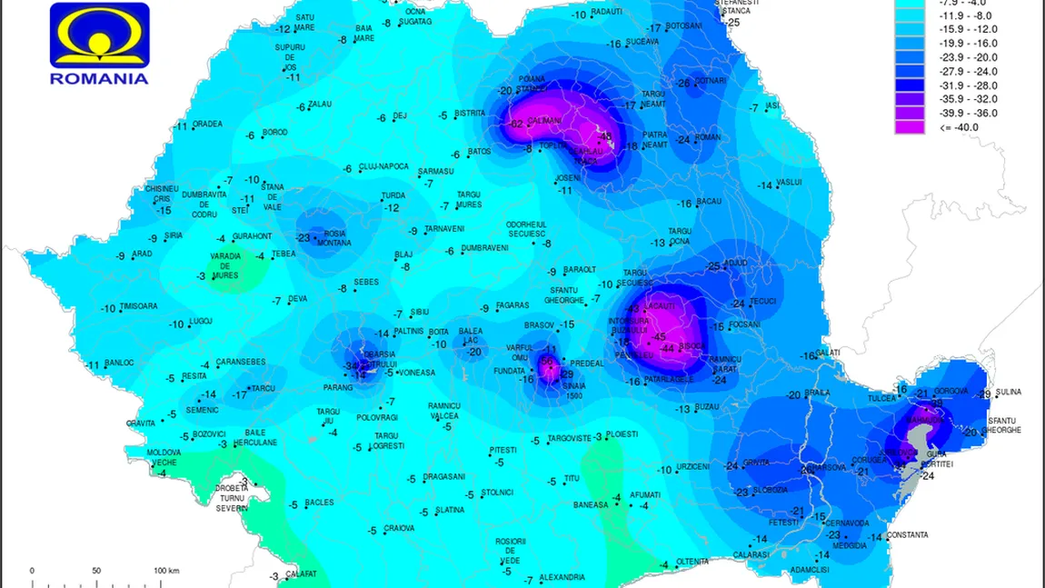 Ger de crapă pietrele, temperaturi resimţite de minus 50 de grade Celsius. HARTA INDICELUI de răcire