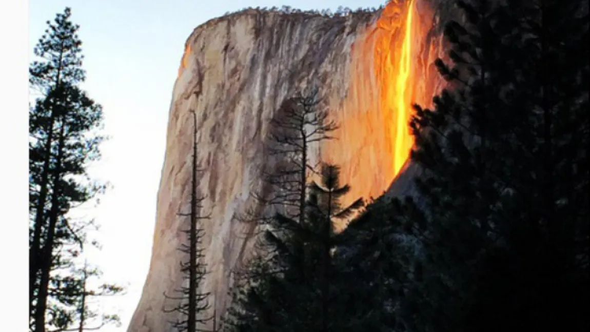 Cea mai spectaculoasă păcăleală a naturii. Cascada de foc din Parcul Yosemite VIDEO