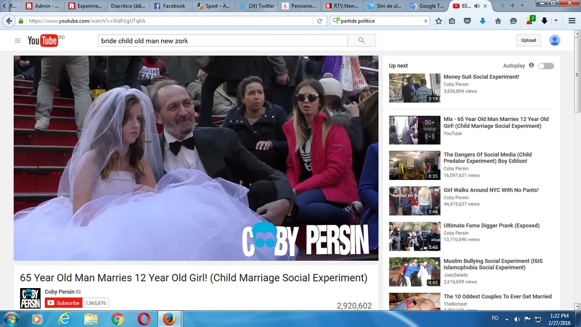 Experiment social şocant. Un pensionar de 65 de ani şi-a luat mireasă de 12 ani. Cum reacţionează lumea VIDEO