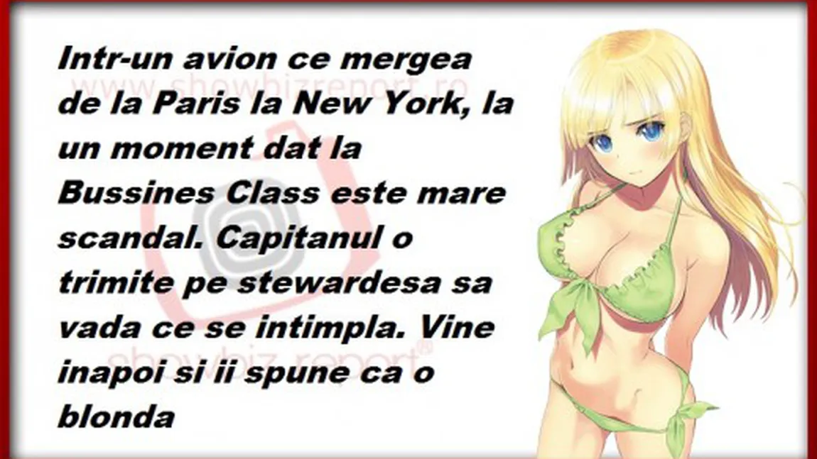 BANCUL ZILEI: O blondă face scandal în avion