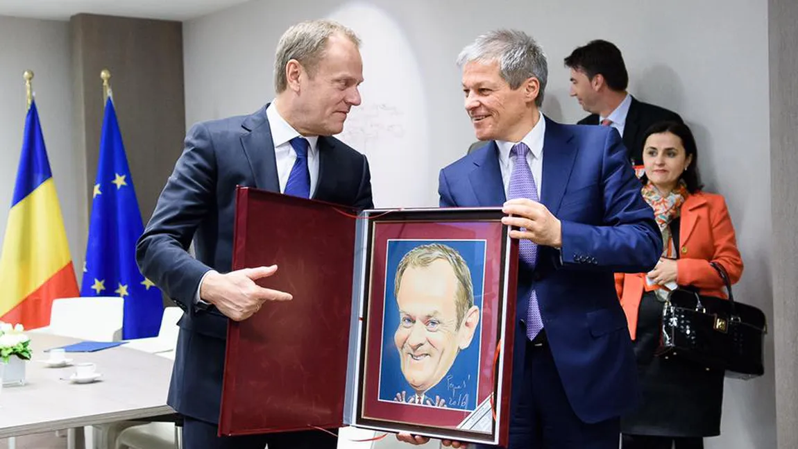 Dacian Cioloş a folosit o caricatură semnată de Ştefan Popa Popa's pentru a-i descreţi fruntea lui Donald Tusk