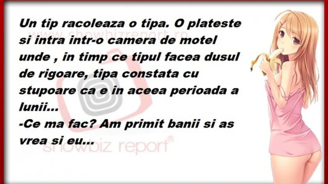 BANCUL ZILEI: Un bărbat şi o tipă sexy într-o cameră de motel
