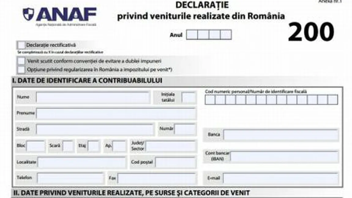 ANAF: 25 mai, termenul limită pentru depunerea Declaraţiei 200. Ce rişti dacă nu îţi declari veniturile