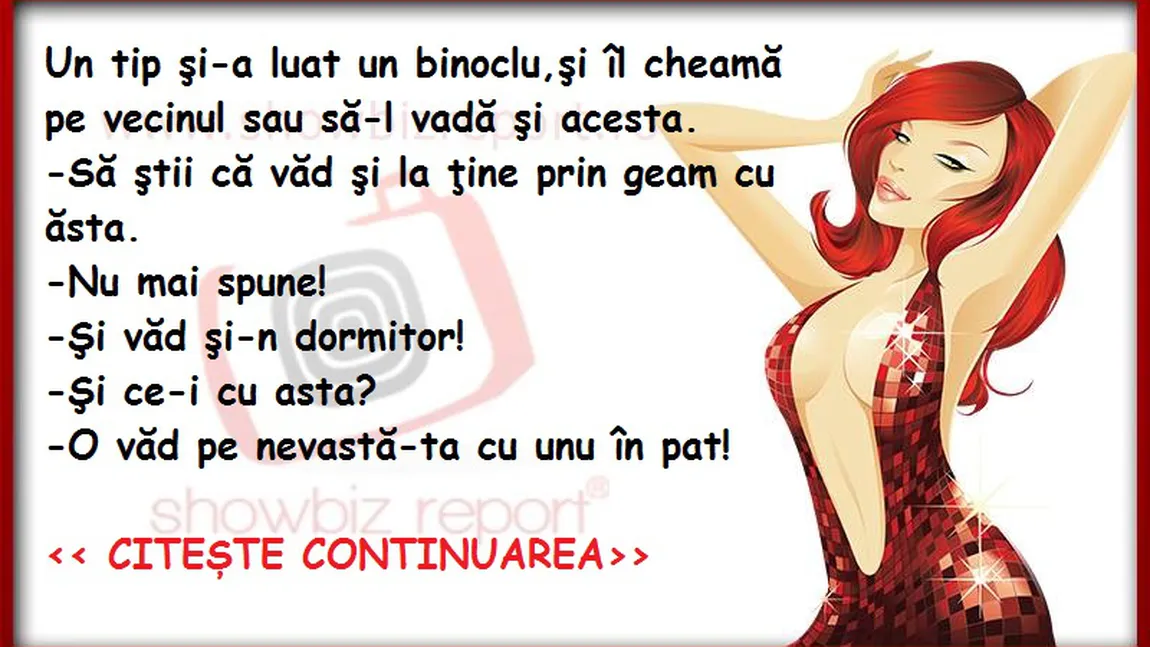 Bancul Zilei. O văd pe nevastă-ta în pat cu altul
