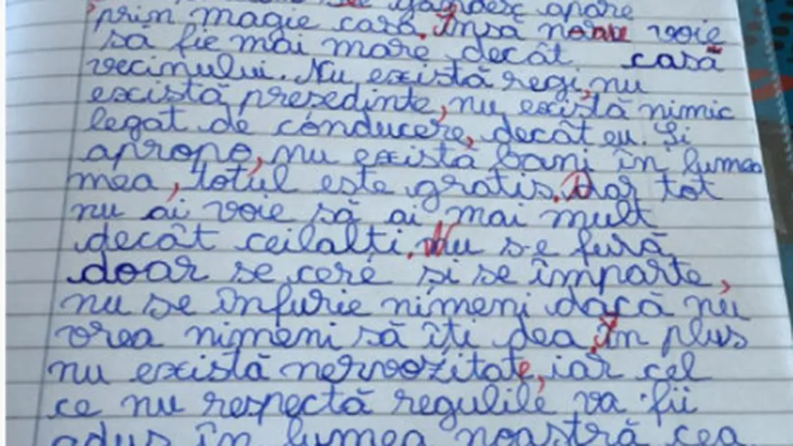 Compunere scrisă de o fetiţă de 8 ani din România, virală pe internet