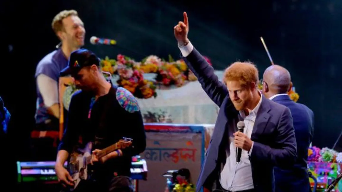 Prinţul Harry, pe scenă cu trupa Coldplay VIDEO