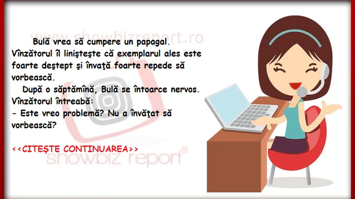 BANCUL ZILEI. Bulă își cumpără PAPAGAL