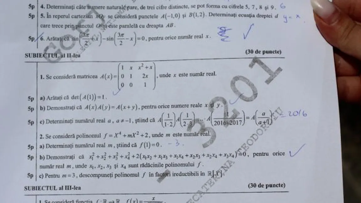 SUBIECTE MATEMATICĂ BAC 2016 EDU.RO. Vezi ce au avut de scris elevii în cele trei ore. SUBIECTE M1, SUBIECTE M2