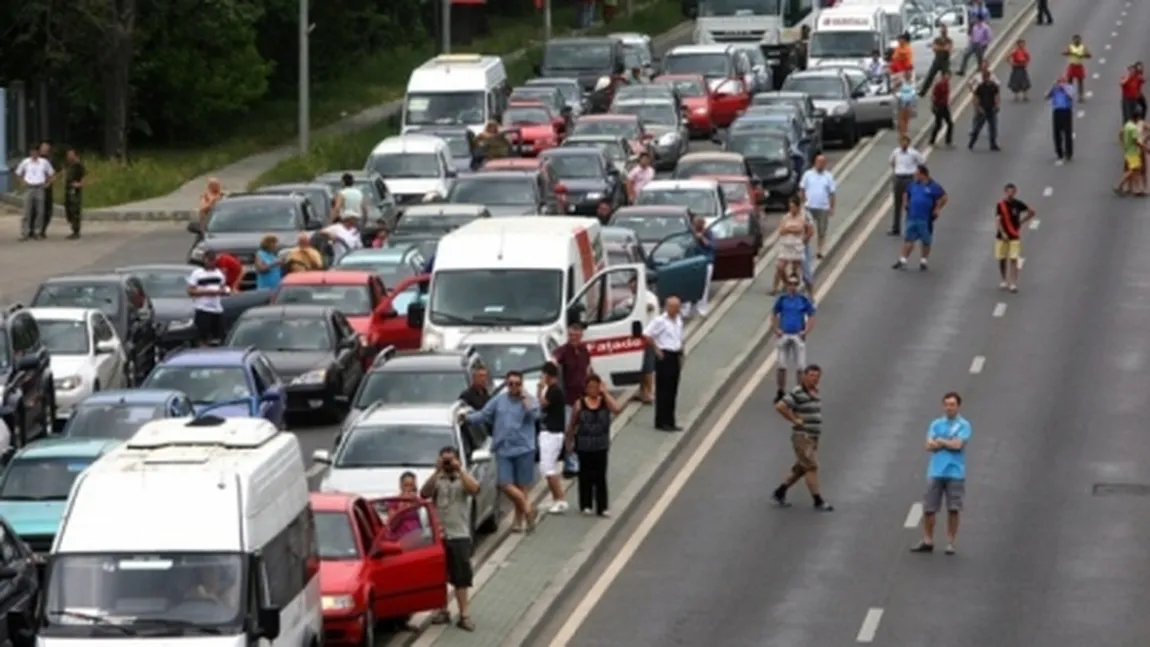 Trafic blocat pe DN7, la intrarea în judeţul Sibiu