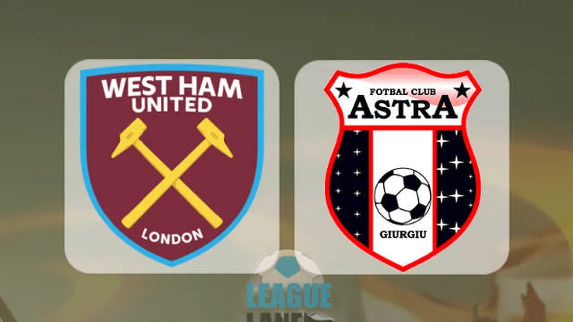 EUROSPORT LIVE VIDEO WEST HAM - ASTRA ONLINE 2016: 0-1 Giurgiuvenii sunt în grupele Europa League