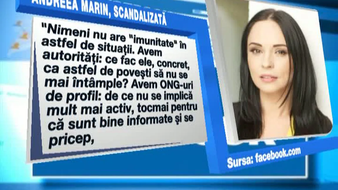 Andreea Marin, reacţie pe facebook după ce un copil a murit încercând să se ferească de un câine