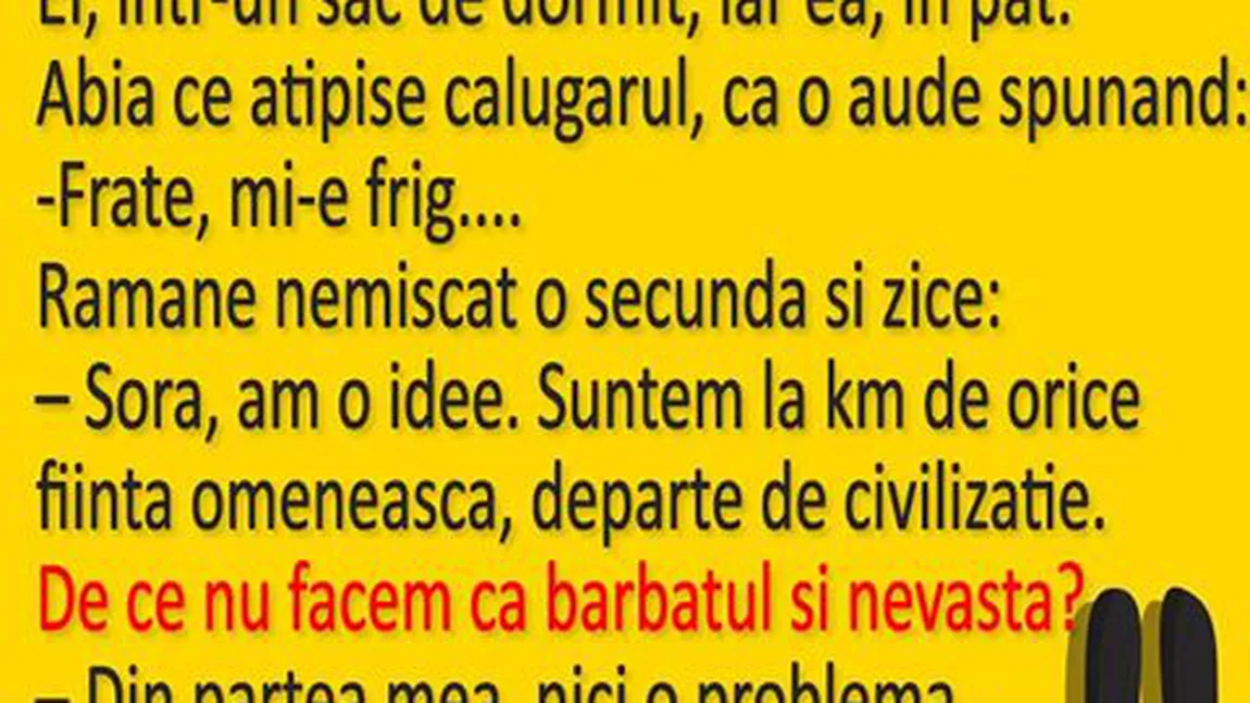 BANCUL ZILEI: Un călugăr şi o călugăriţă, singuri în cabană