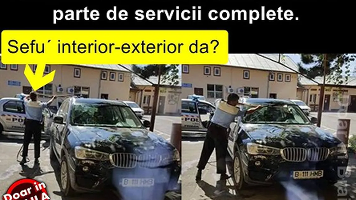 Ca la noi la nimeni: Un poliţist din Brăila a fost surprins în timp ce spăla maşina de lux a fiului unui superior
