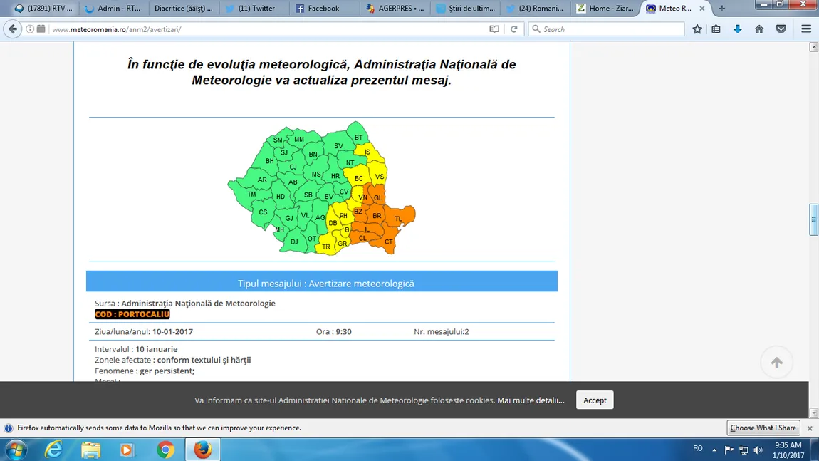 ANM a emis o nouă avertizare: COD PORTOCALIU şi COD GALBEN de viscol şi polei