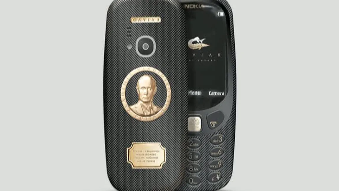 OMAGIU ADUS LUI VLADIMIR PUTIN. Nokia 3310, varianta de lux, va avea capul liderului rus încrustat în aur. Cât va costa