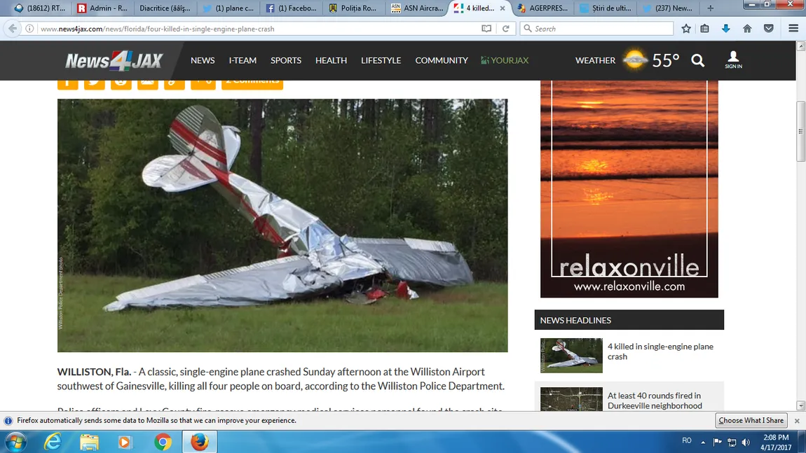 Tragedie aviatică în Florida. Un avion s-a prăbuşit pe aeroport VIDEO