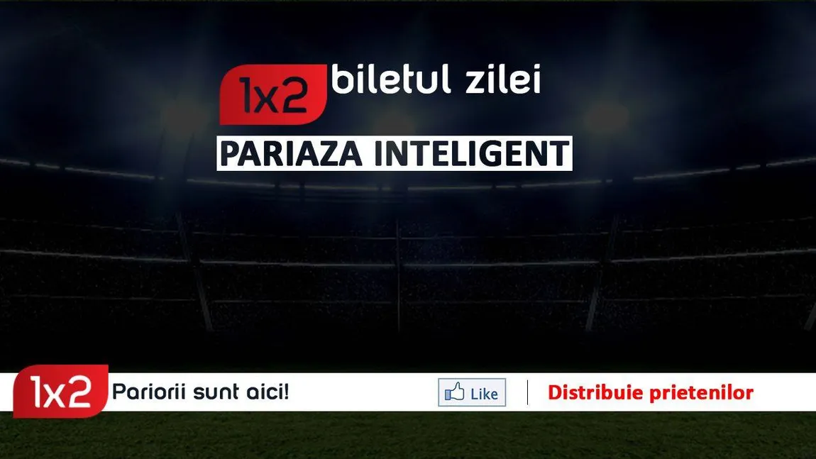 Cîştigurile vin cu BILETUL PARIURI1X2.RO. Sugestia zilei, concepută pe cele mai logice variante! Le ai aici!