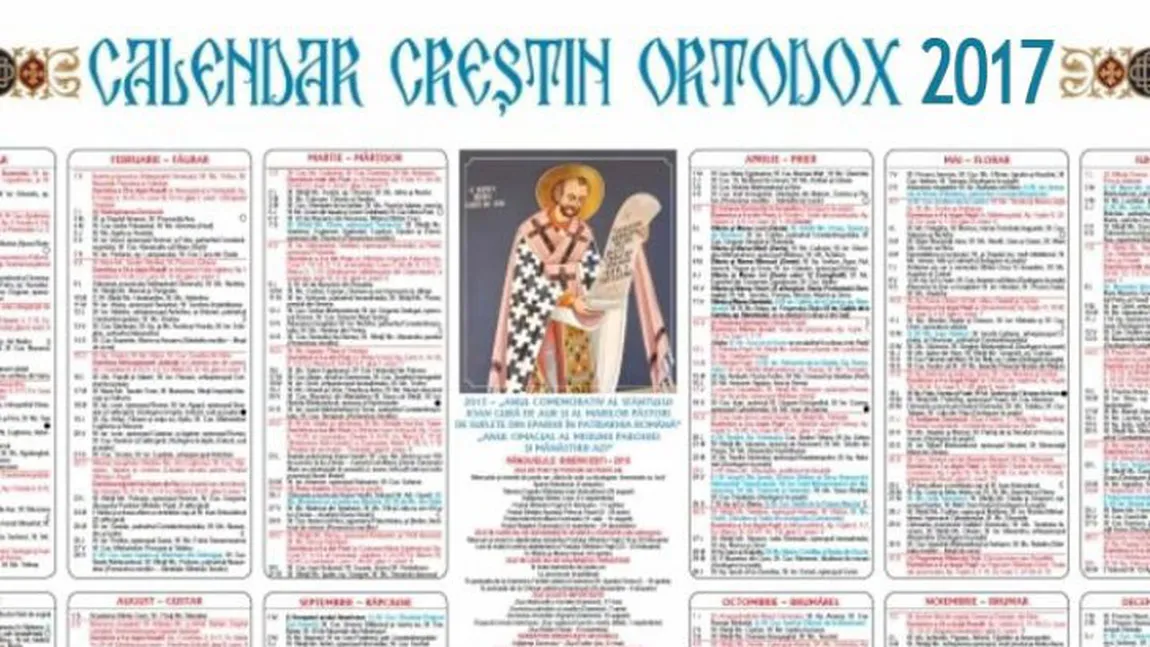 CALENDAR ORTODOX 2017: Ce sfinţi sărbătorim astăzi