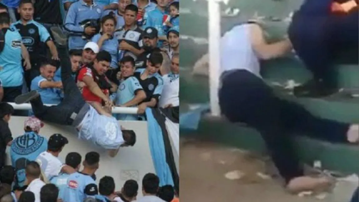Incident şocant în Argentina: Un fan agresat a căzut din înaltul tribunei şi a murit la spital VIDEO