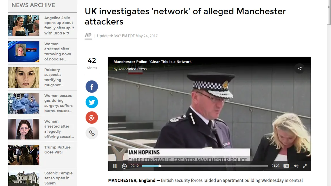 Atentat la Manchester: O mare parte a reţelei teroriste a fost dezmembrată