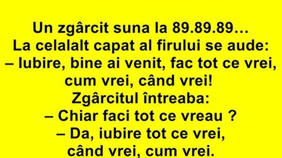 BANCUL ZILEI: Un zgârcit sună la linia erotică...