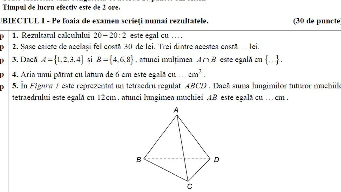 EDU.RO Subiecte matematică EVALUARE NAŢIONALĂ 2017. Bareme MATEMATICĂ CAPACITATE 2017