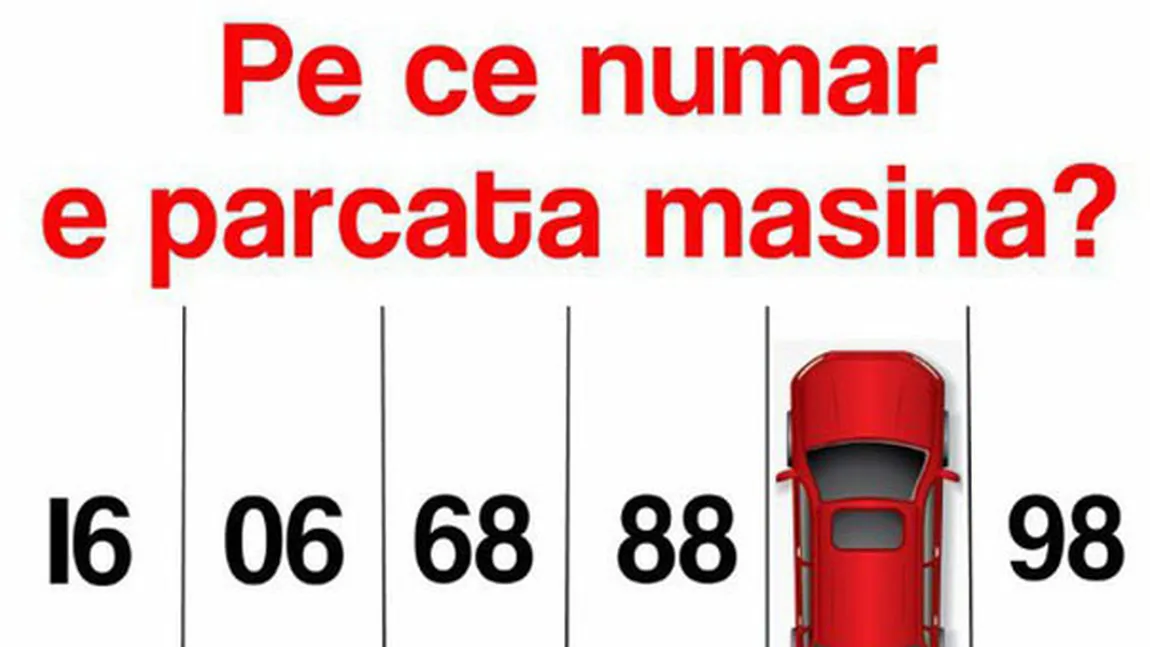 TEST perspicacitate. Pe ce număr e parcată maşina? Răspunde în 20 de secunde