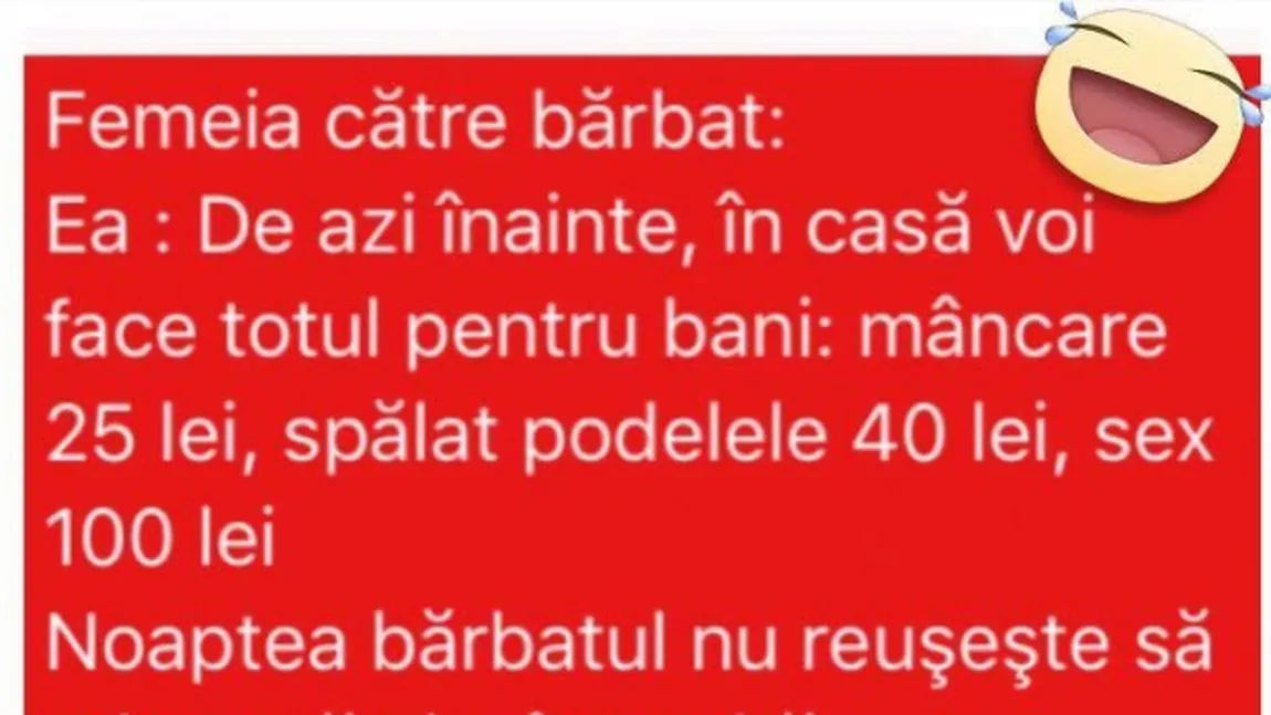 Bancul zilei: Ce face o femeie când îşi doreşte să facă sex