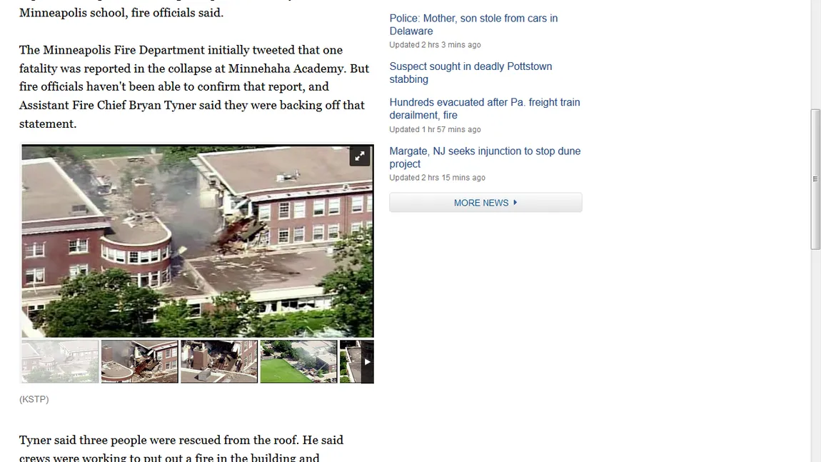 Explozie la o şcoală privată din Minneapolis. Clădirea s-a prăbuşit. Cel puţin doi morţi şi mai mulţi dispăruţi