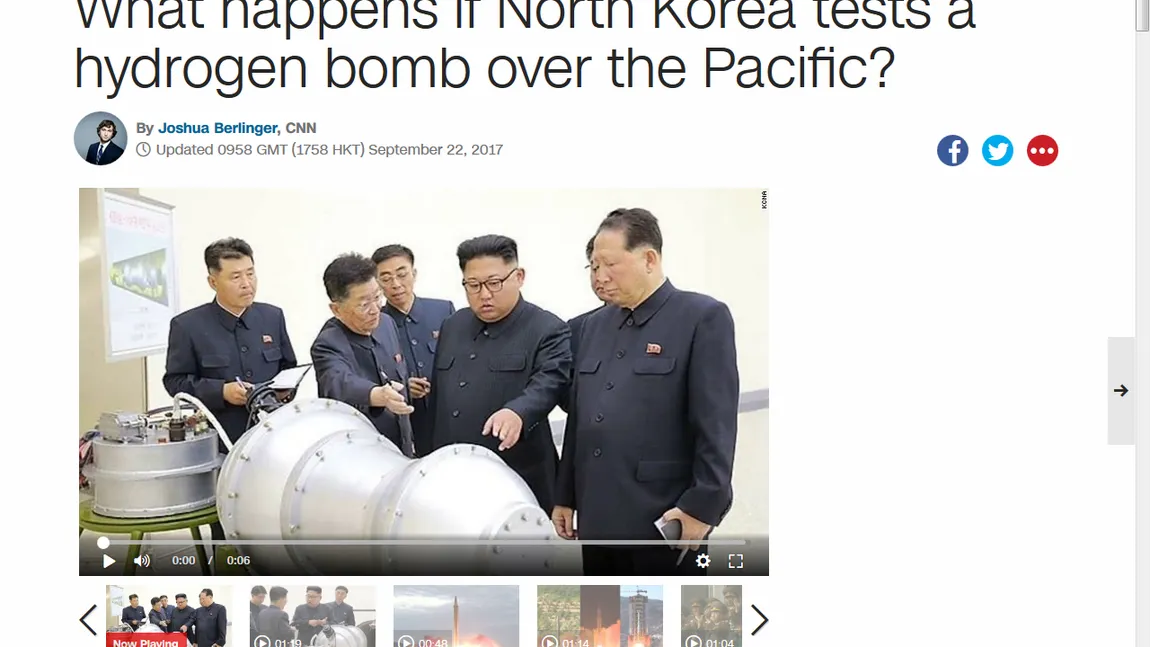 Coreea de Nord va face un test nuclear în atmosferă, deasupra Pacificului. Va fi cea mai puternică detonare