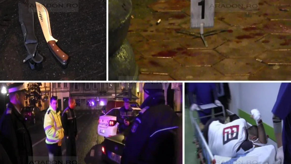 Poliţist tăiat cu maceta în faţa unui club din Arad