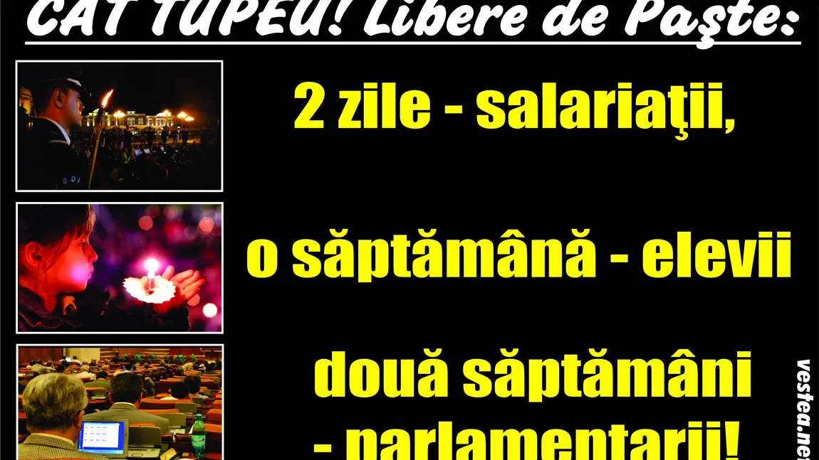 ULTIMA ORĂ: Ce bugetari au zi liberă şi pe 2 aprilie, de Paştele catolic. Anunţul oficial a fost făcut marţi