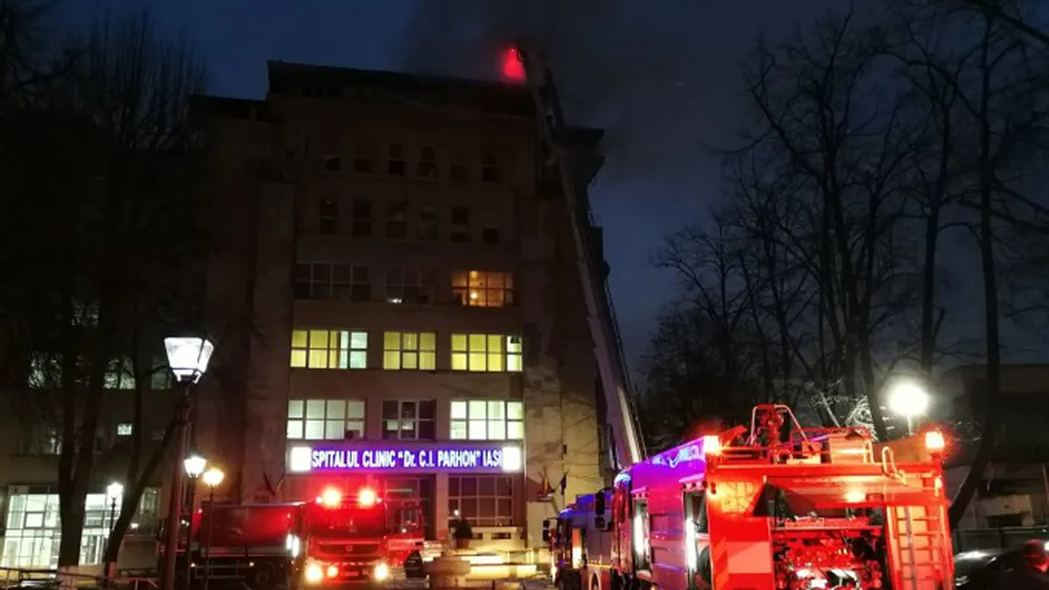 Blocul operator al Spitalului de Boli Cardiovasculare Iaşi, distrus de incendiu. Spitalul a fost sancţionat de ISU