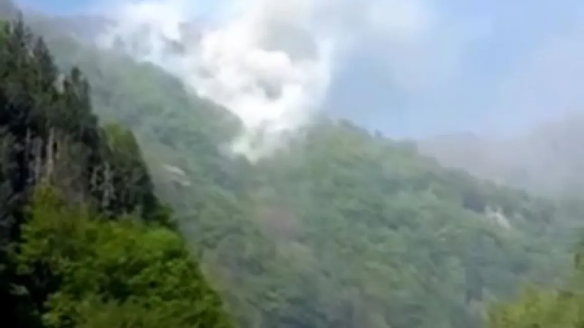 Incendiu de vegetaţie lângă Cetatea Poenari, turiştii au fost evacuaţi UPDATE