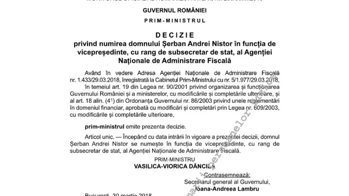 Şeful Finanţelor Publice Teleorman a fost numit vicepreşedinte al ANAF