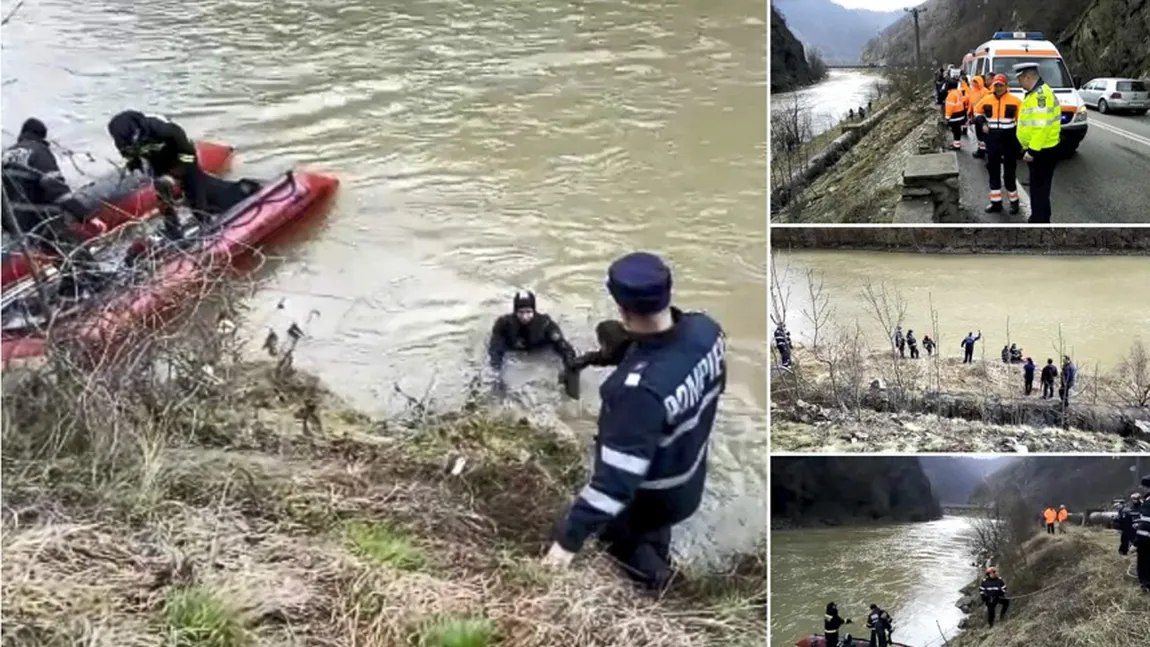 O familie a plonjat cu maşina în Olt. Fetiţa de 13 ani a fost salvată, părinţii au fost găsiţi morţi în maşină FOTO