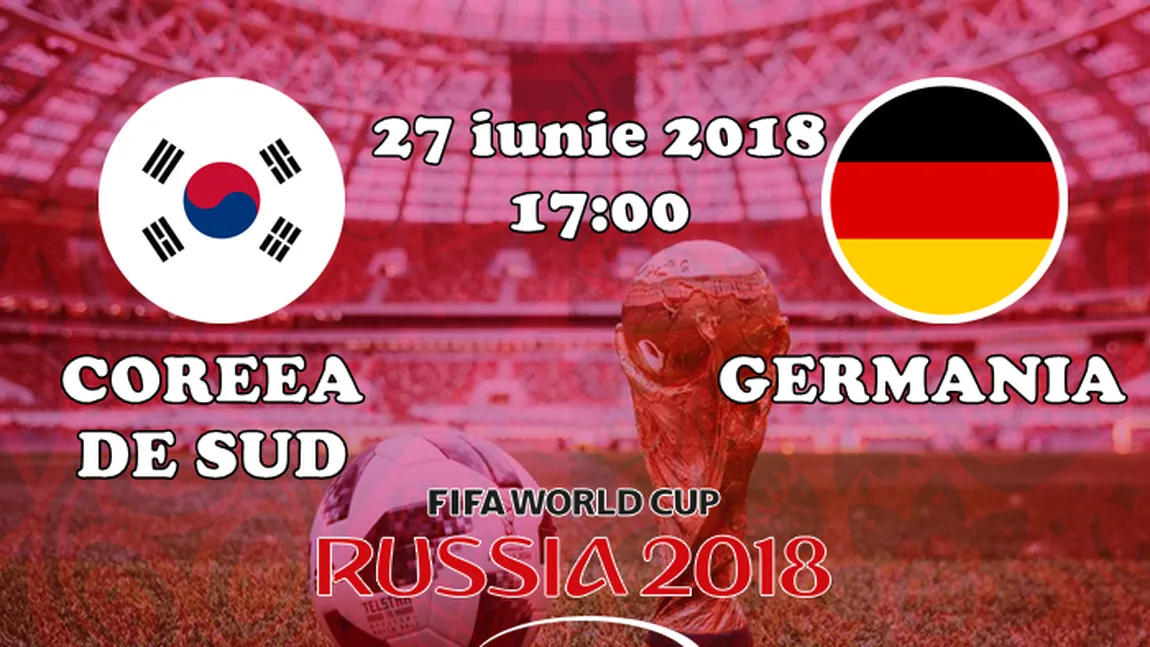 COREEA DE SUD - GERMANIA LIVE VIDEO ONLINE STREAMING TVR: 2-0 Campioana mondială, eliminată de la CM 2018